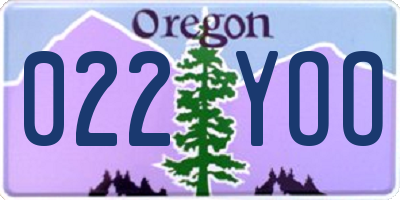 OR license plate 022YOO
