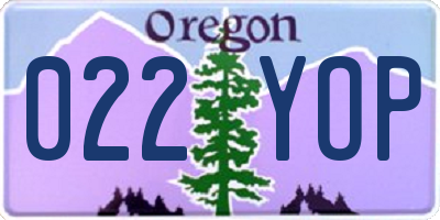 OR license plate 022YOP