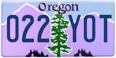 OR license plate 022YOT