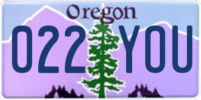 OR license plate 022YOU
