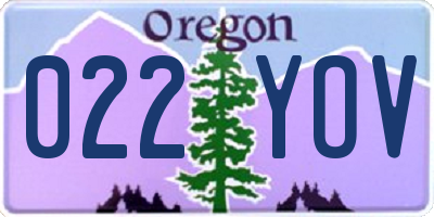 OR license plate 022YOV