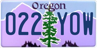 OR license plate 022YOW