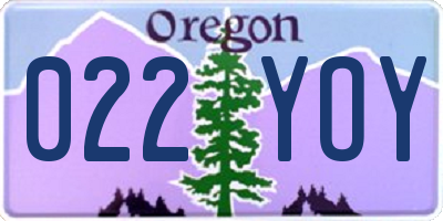 OR license plate 022YOY