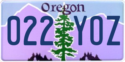 OR license plate 022YOZ