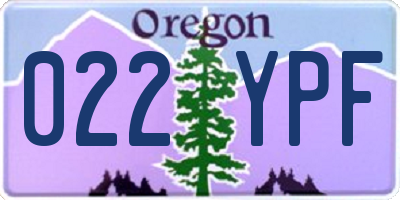 OR license plate 022YPF