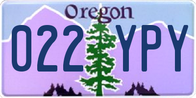 OR license plate 022YPY