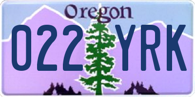 OR license plate 022YRK