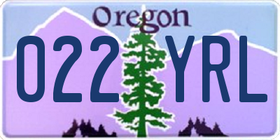 OR license plate 022YRL