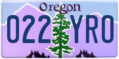 OR license plate 022YRO