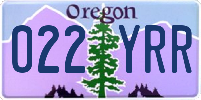 OR license plate 022YRR