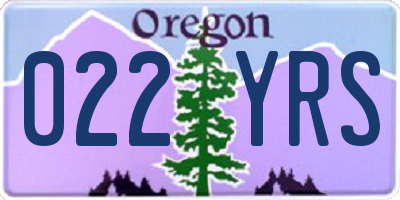 OR license plate 022YRS