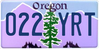 OR license plate 022YRT