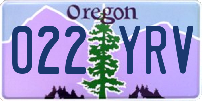 OR license plate 022YRV