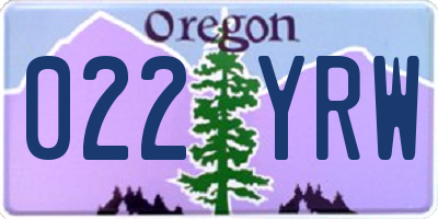 OR license plate 022YRW
