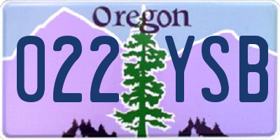 OR license plate 022YSB