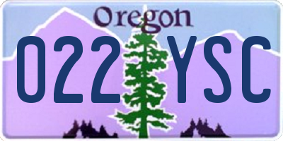 OR license plate 022YSC