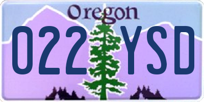 OR license plate 022YSD