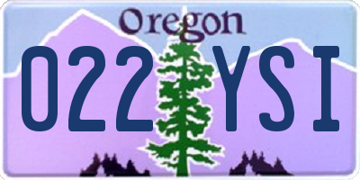 OR license plate 022YSI