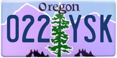 OR license plate 022YSK