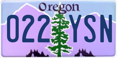 OR license plate 022YSN