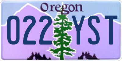 OR license plate 022YST