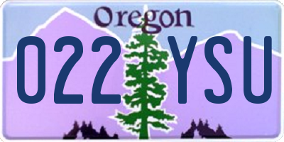 OR license plate 022YSU