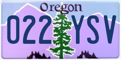 OR license plate 022YSV