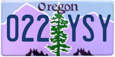 OR license plate 022YSY
