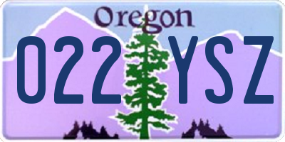 OR license plate 022YSZ
