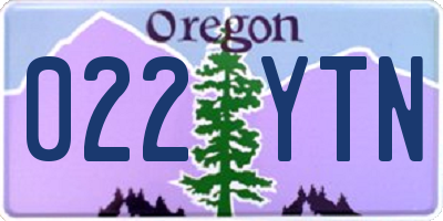 OR license plate 022YTN