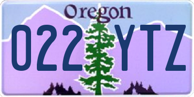 OR license plate 022YTZ