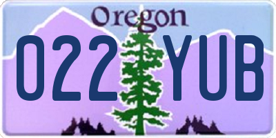 OR license plate 022YUB