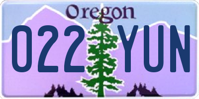 OR license plate 022YUN