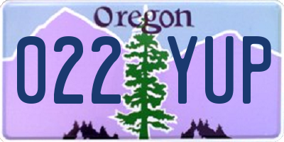 OR license plate 022YUP