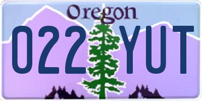 OR license plate 022YUT