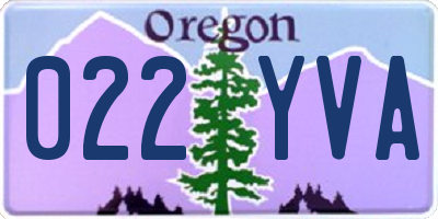 OR license plate 022YVA