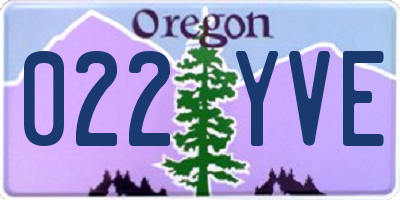 OR license plate 022YVE