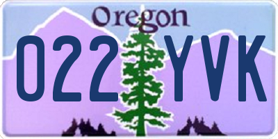 OR license plate 022YVK