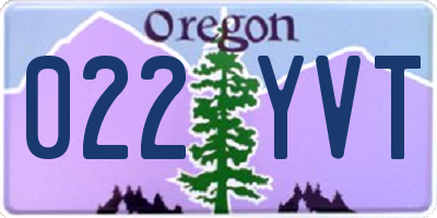 OR license plate 022YVT