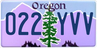 OR license plate 022YVV