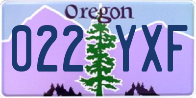 OR license plate 022YXF