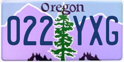 OR license plate 022YXG