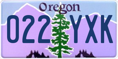 OR license plate 022YXK