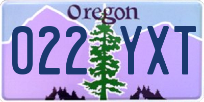 OR license plate 022YXT