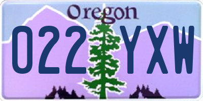 OR license plate 022YXW