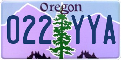 OR license plate 022YYA