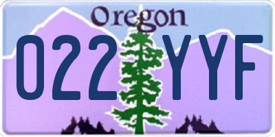 OR license plate 022YYF