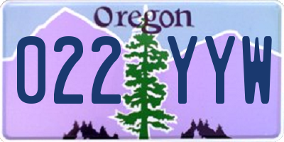 OR license plate 022YYW