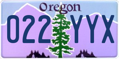 OR license plate 022YYX