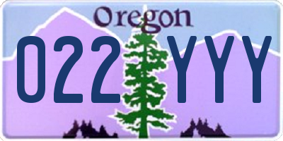OR license plate 022YYY